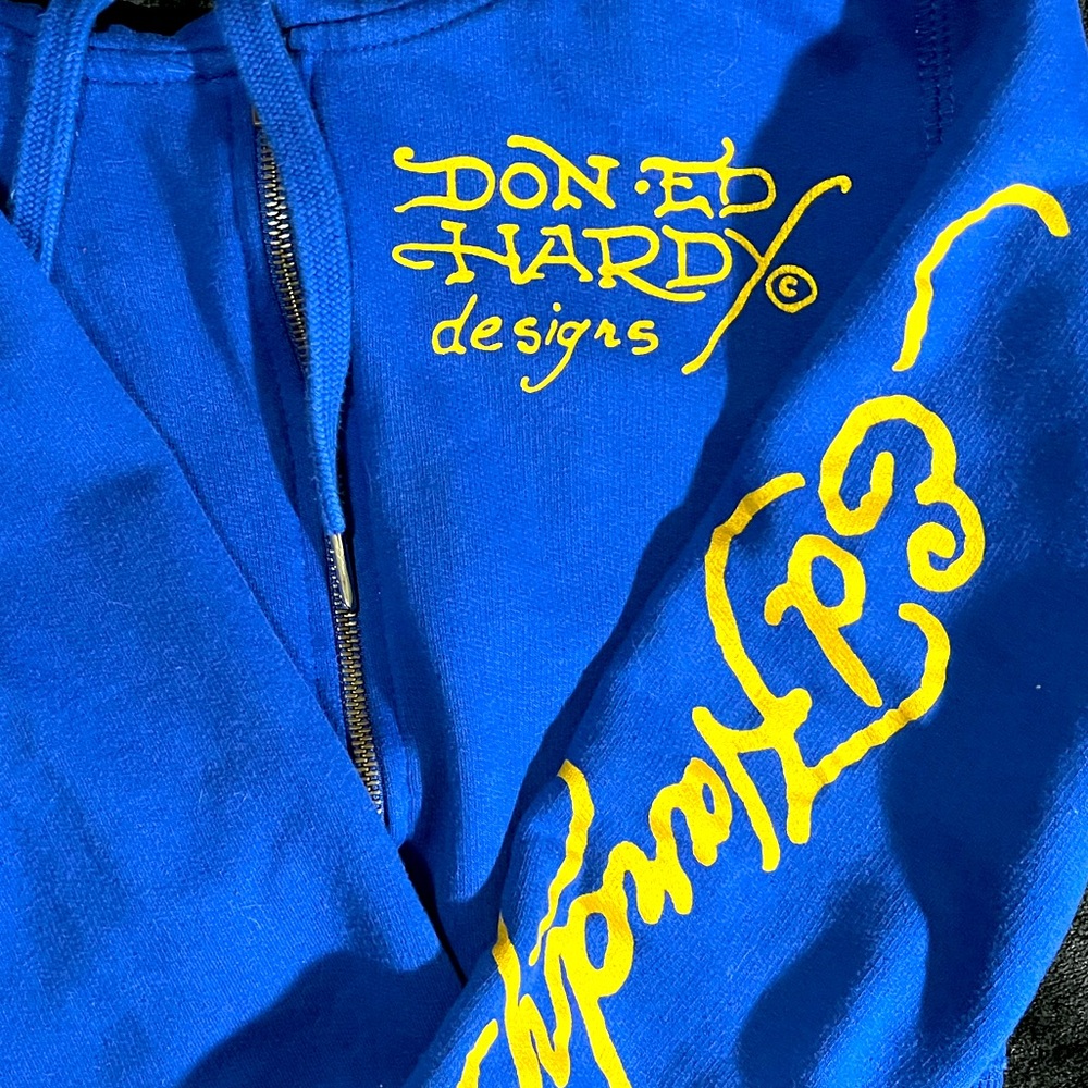 Deep Blue Ed Hardy Cropped Zip-Up Jacket